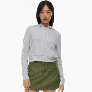 Aritzia Tna Waffle Zip Knit Hoodie